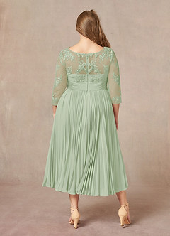 Azazie Tutu Mother of the Bride Dresses Dusty Sage A-Line Boatneck Lace Chiffon Dress image8
