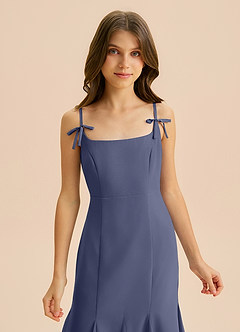 Azazie Evey Junior Abito Sirena in Chiffon Plissettato Stormy image6