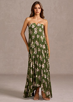 Maxi jurk Noa Groen Bloemen image3