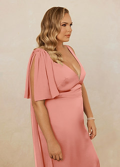 Christian Siriano Bridal for Azazie 1011 Bridesmaid Dresses Coral Mermaid Bow Stretch Satin Dress image17
