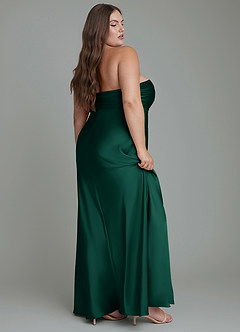 Azazie Saylor Bridesmaid Dresses Emerald Mermaid Strapless Stretch Satin Dress image12