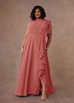 Azazie Narine 신부의 어머니 드레스 A라인 주름진 쉬폰 플로어 길이 드레스 image7