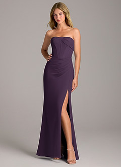 Azazie Chantel Bridesmaid Dresses Plum Sheath Strapless Chiffon Convertible Dress image3