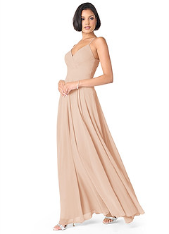 Azazie Avelina Bridesmaid Dresses English Rose A-Line V-Neck Pleated Chiffon Dress image3