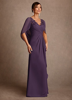 Azazie Santa Clara Mother of the Bride Dresses Plum A-Line Lace Dress image3