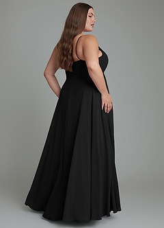 Azazie Amani Bridesmaid Dresses Black A-Line Pleated Chiffon Dress image8
