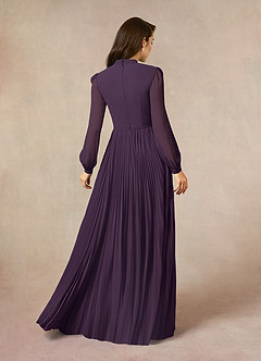Azazie Adellah Mother of the Bride Dresses Plum A-Line Pleated Chiffon Dress image3
