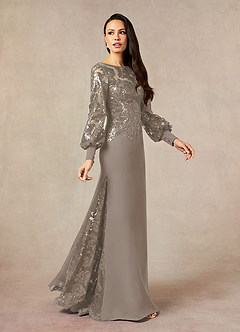 Azazie Caroline vestidos de madre de la novia Vestido de Gris Pardo de Encaje de Sirena con Lentejuela image3