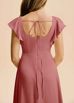 Azazie Bondi Junior Antique Rose A-Line Side Slit Stretch Satin Dress image6