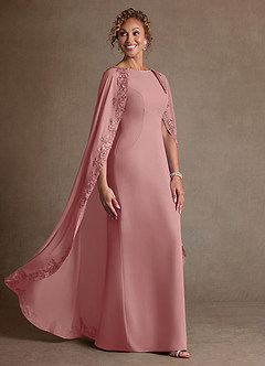 Azazie Artemisia Mother of the Bride Dresses Dusty Rose Sheath Lace Chiffon Dress image2
