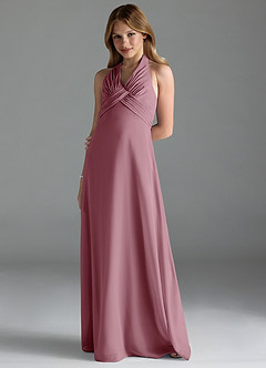 Azazie Tessie Junior Robe Trapèze en Mousseline de soie Plissée Mauve Vintage image1
