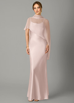 Azazie Jaleesa Morsiusneito Mekot A-linja Korkea kaulus Joustava satiini Lattian pituus Pukeutua image1