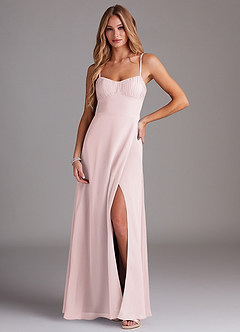 Azazie Breonna Bridesmaid Dresses Blushing Pink A-Line Sweetheart Neckline Chiffon Dress image1