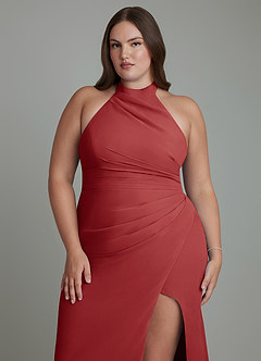 Azazie Jemma Vestidos de damas de honor Vestido Óxido de Gasa de Corte Recto con Plisado image13