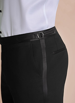front Classic Negro Pantalones de esmoquin con solapa de pico