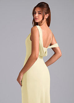 Azazie Madelyn Bridesmaid Dresses Lemon Sorbet Mermaid One Shoulder Chiffon Convertible Dress image2
