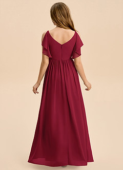 Azazie Jessy Junior Burgundy A-Line Pleated Chiffon Dress image6