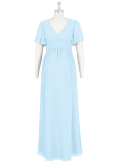 Azazie Verna Maternity Bridesmaid Dresses A-Line V-Neck Ruched Chiffon Floor-Length Dress image7