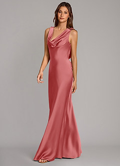 Azazie Cheryl Bridesmaid Dresses Antique Rose Mermaid Stretch Satin Dress image3
