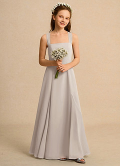 Azazie Tater Junior Formal Abiti da Ragazza di Fiori Abito A-Line in Chiffon Plissettato Gelo image4