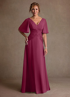 Azazie Milliat Suknie dla Matki Panny Młodej Linia A Koronka Szyfon Długość podłogi Sukienka image1