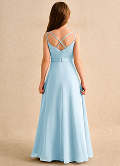 Azazie Umina Girls Formal vestidos de niña de las flores Vestido de Azul Cielo de Satin Mate de Corte en A con Plisado image2