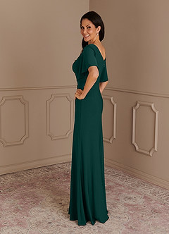 Azazie Louanne vestidos de madre de la novia Vestido de Pino de Punto de lujo de Sirena con Cuello barco plisado image3