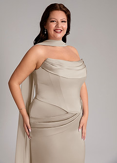 Azazie Sorrel Vestidos de damas de honor Vestido de Escarcha de Satén Elástico de Corte Sirena Convertible con Sin tirantes image10