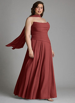 Azazie Gabriela Bridesmaid Dresses Terracotta A-Line Corset Chiffon Dress image19
