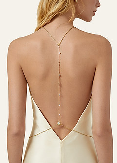 front Pear Crystal Bridal Back Necklace