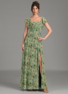 Azazie Bondi Bridesmaid Dresses Meadow Bloom A-Line Ruffled Chiffon Dress image2
