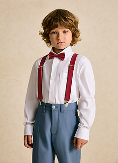 front Boy's Matching Matte Satin Bow Tie & Suspenders Set