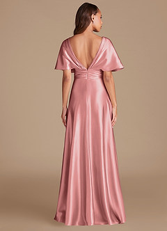 Azazie Pamela Bridesmaid Dresses Rosette A-Line Pleated Metallic Satin Dress image2