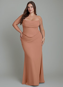 Azazie Sorrel Bridesmaid Dresses Bronzer Mermaid Corset Chiffon Dress image16