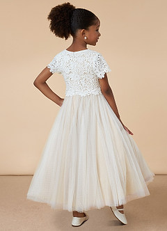 Azazie Petal Final Sale Diamond White Champagne A-Line Lace Tulle Dress image2