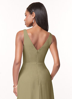 Azazie Nala Bridesmaid Dresses Moss Green A-Line Pleated Chiffon Dress image5