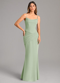 Azazie Sorrel Bridesmaid Dresses Dusty Sage Mermaid Corset Chiffon Dress image2