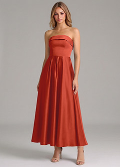 Azazie Lucienne Suknie dla druhen Linia A Pofałdowany Satyna elastyczna Długość kostki Sukienka image1