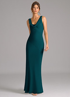 Azazie Rylina Bridesmaid Dresses Pine Mermaid Pleated Chiffon Dress image3