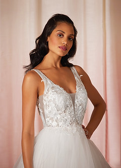 Azazie Toni Wedding Dresses Diamond White Ball-Gown Sequins Tulle Dress image5