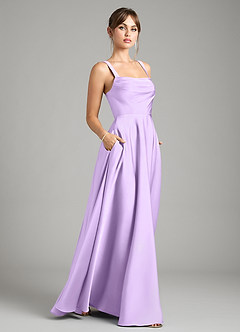 Azazie Shaude Bridesmaid Dresses Lilac A-Line Pleated Stretch Satin Dress image6