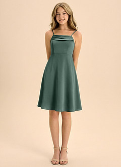 Azazie Anselie Junior Klä av A-Line i Stretch Satin Plisserad image5