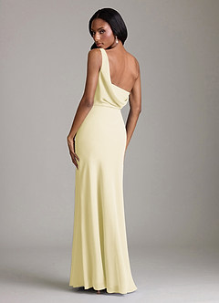 Azazie Madelyn Vestidos de damas de honor Vestido de Sorbete De Limón de Gasa de Corte Sirena Convertible con Hombro unilateral image10