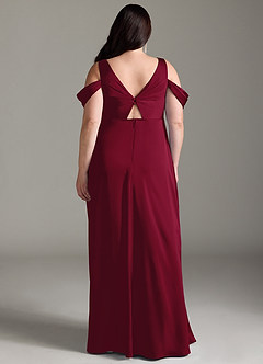 Azazie Rhea vestidos de dama de honor de maternidad Vestido de Corte En A Off The Shoulder Plisado Hasta el suelo Satén Elástico image9