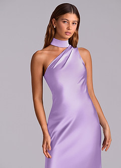 Azazie Seona Robes de demoiselle d'honneur Robe Sirène en Satin extensible Une épaule Lilas image2