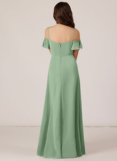 Azazie Juna Junior Matcha A-Line Off the Shoulder Chiffon Dress image2