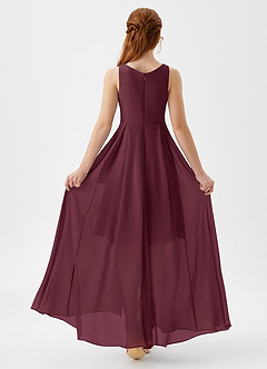 Azazie Lizette Junior Cabernet A-Line Pleated Chiffon Dress image5