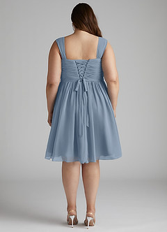 Azazie Angie Bridesmaid Dresses Dusty Blue A-Line Corset Chiffon Dress image14