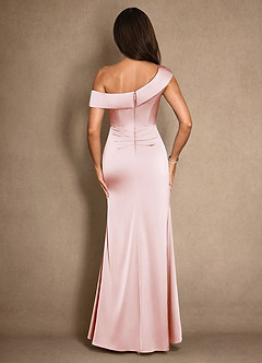 Azazie Hamptons Mother of the Bride Dresses Blushing Pink A-Line Pleated Stretch Satin Dress image2