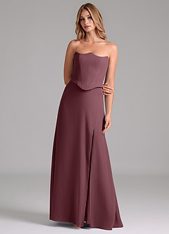 Azazie Jenilyn Bridesmaid Dresses Sangria A-Line Strapless Chiffon Dress image4